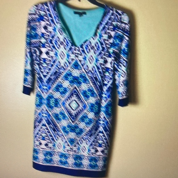Blue Geometric Pattern Dress - Picture 2 of 4